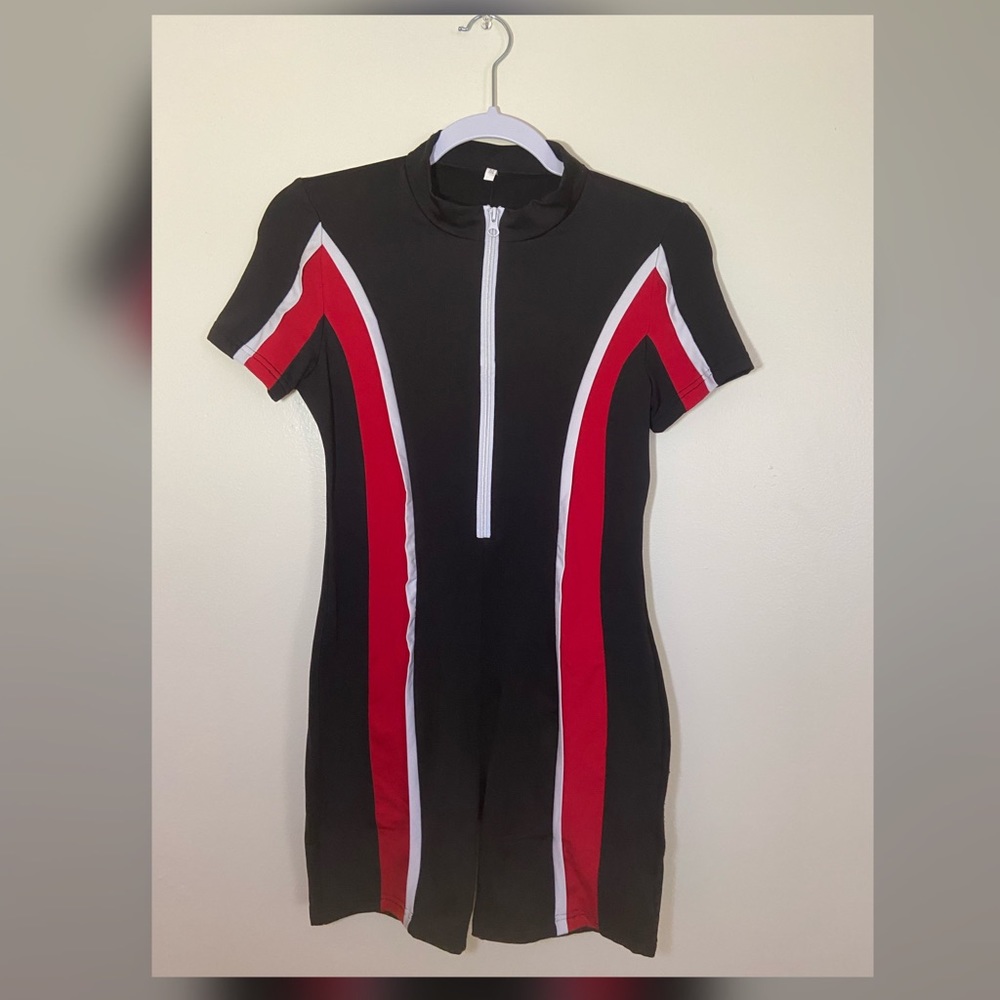 Red White & Black Bodycon Romper